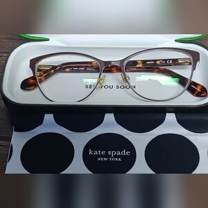 Kate Spade Brown and Gold Tortoise Shell Reader Glasses With Case NWOT